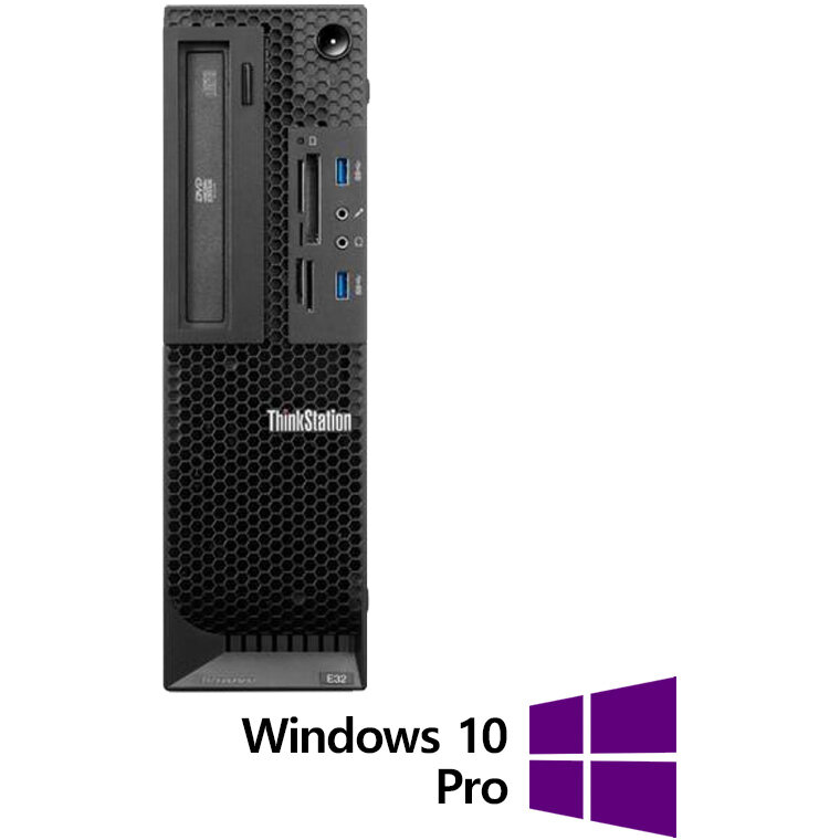 Sistem desktop Refurbished ThinkStation E32 Intel Core i5-4670 16GB 256GB SSD Windows 10 Pro Black