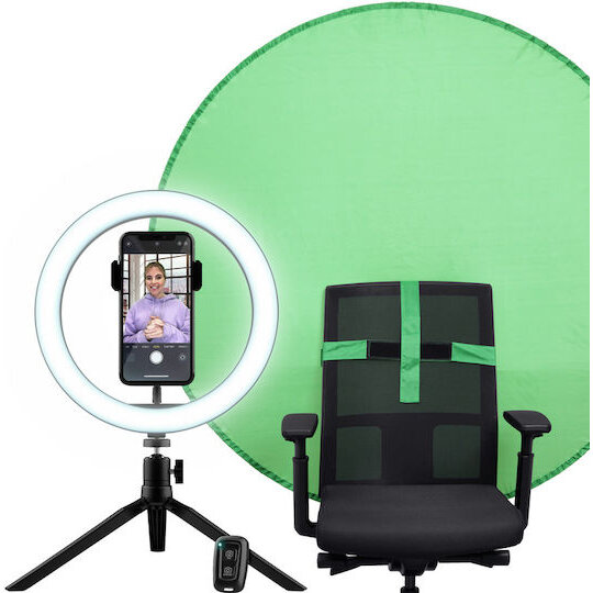 Streaming Kit Maku 2-In-1 Lumina Inelara Trepied Cu Suport Negru