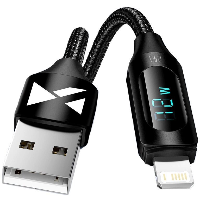 Cablu pentru incarcare si transfer de date Wozinsky WUALC1, USB/Lightning, LED, 2.4A, 1m, Negru - imagine 2