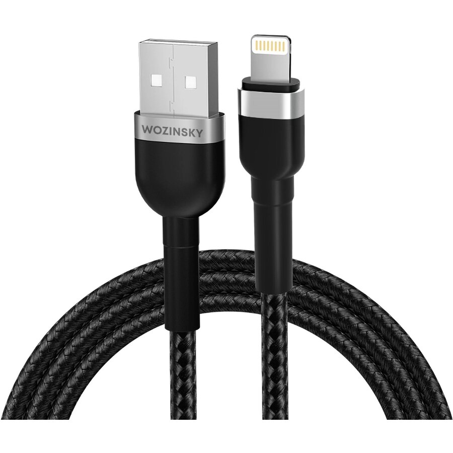 Cablu pentru incarcare si transfer de date Wozinsky WNBAL1, USB/Lightning, 2.4A, 1m, Negru - imagine 2