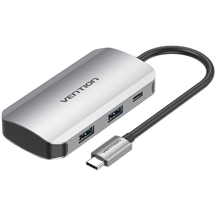 Cablu de date TNBHB, USB-C - 4x USB 3.0, 1x USB-C PD, Gri