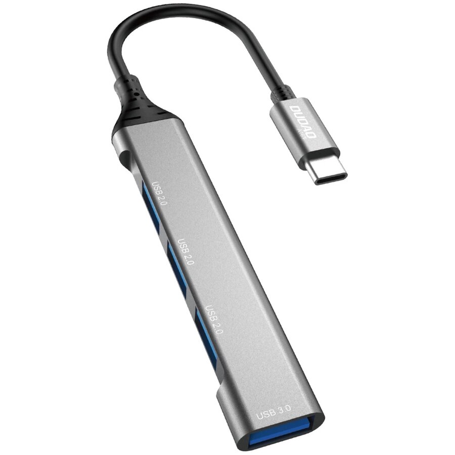 Adaptor HUB 4-in-1 Dudao A16T, USB-C - 3x USB 2.0, 1x USB 3.0, Gri - imagine 3