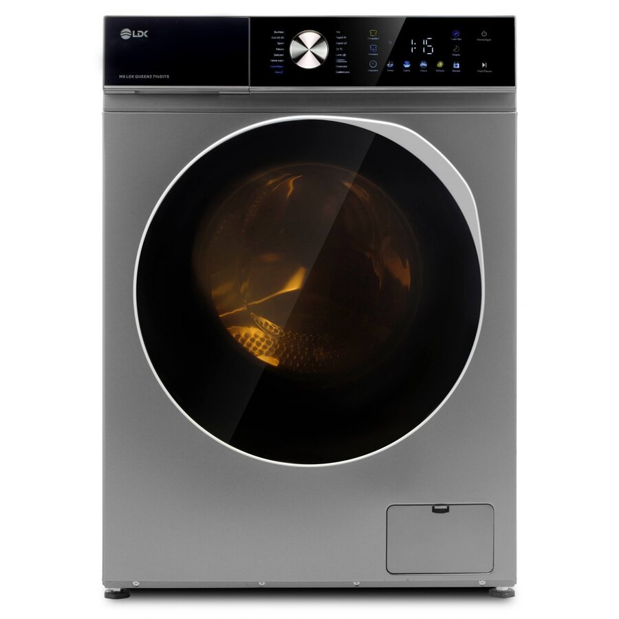 Masina De Spalat Rufe Queen2 714DITS Clasa A Capacitate 7Kg 1400Rpm 16 Programe Control Touch Steam Motor Inverter Argintiu