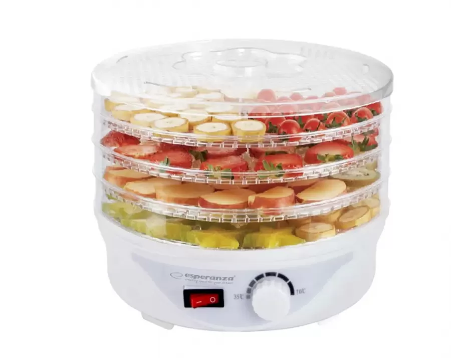 Deshidrator Alimente Esperanza Delicatesse EKD003 4 Tăvi 250W Alb