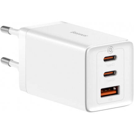 Incarcator Baseus GaN5 Pro 65W 3.25A 1 x USB-A - 2 x USB-C Alb