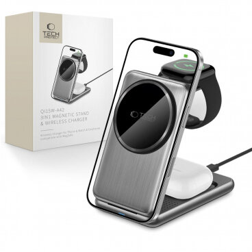 Incarcator Tech-Protect Wireless QI15W-A42 3in1 15W 1.67A Gri