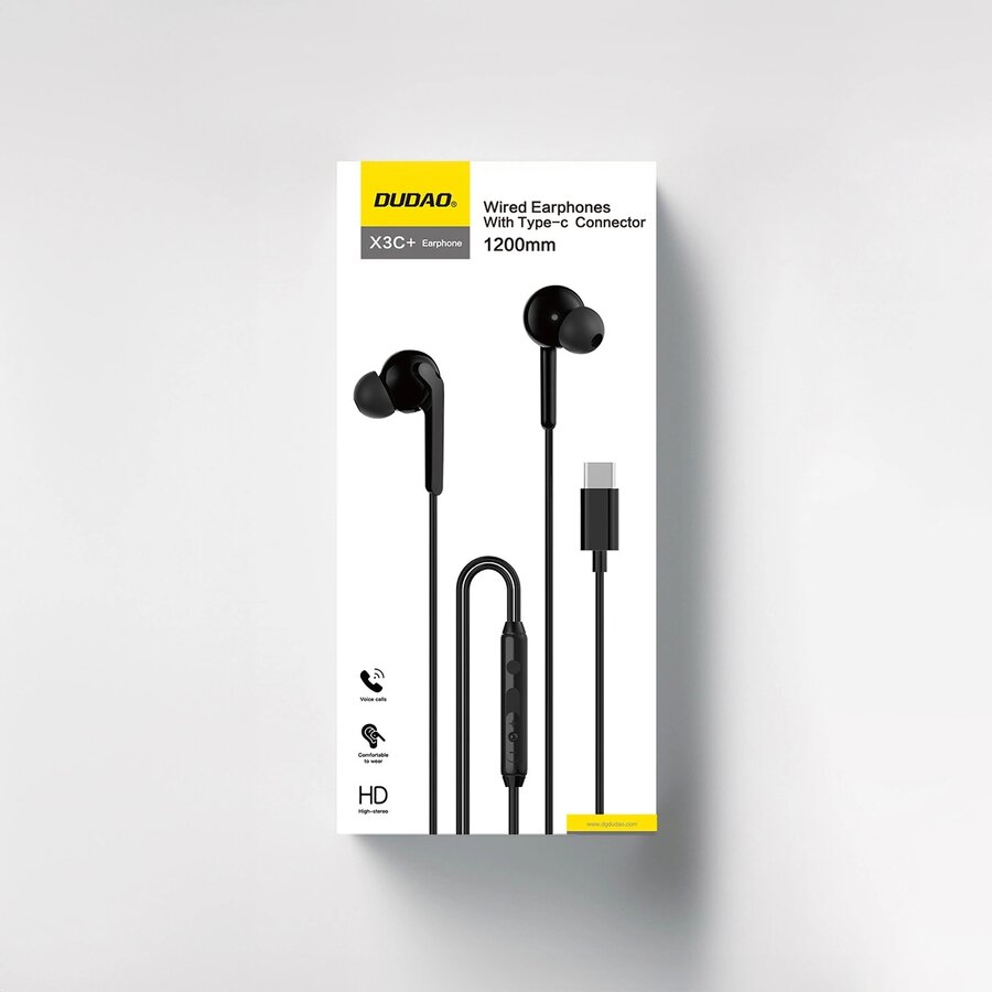 Căști In-Ear Dudao X3C Plus Control pe Fir USB-C Lungime Cablu 1.2M Negru — imaginea 4