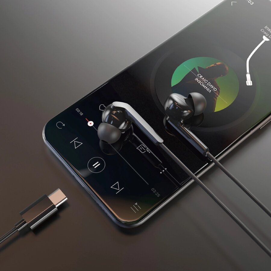 Căști In-Ear Dudao X3C Plus Control pe Fir USB-C Lungime Cablu 1.2M Negru — imaginea 2