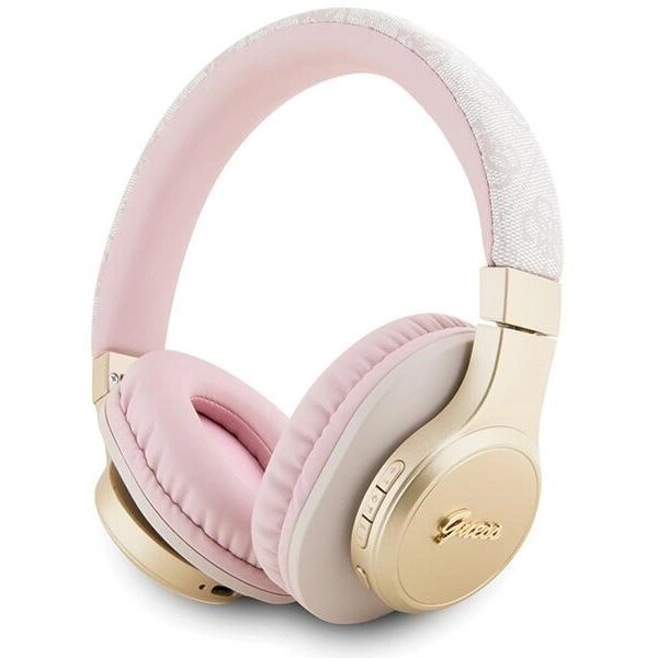 Casti audio bluetooth Guess GUBH604GEMP, 4G Script, Bluetooth 5.3, 300 mAh, Driver 40mm, IPX4, Roz - imagine 2