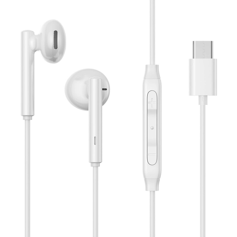 Casti JR-EC05, In-ear, Control pe fir, USB-C, Lungime cablu 1.2m, Alb