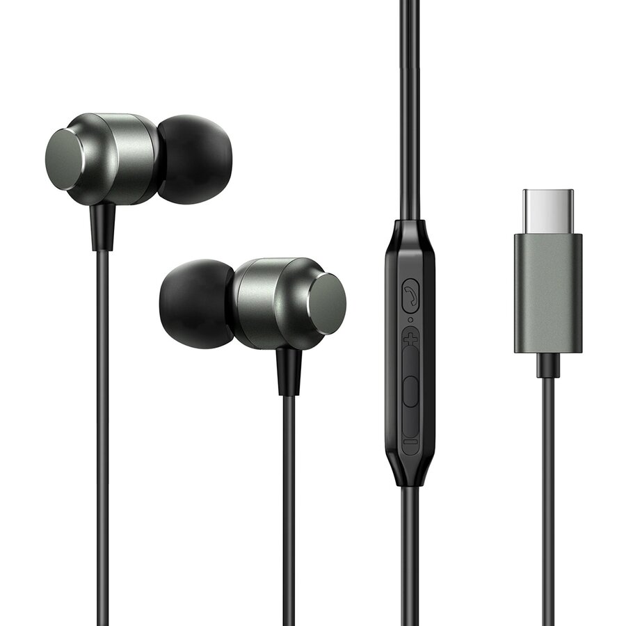 Casti audio cu microfon Joyroom JR-EC06, In-ear, Control pe fir, USB-C, Lungime cablu 1.2m, Gri - imagine 2