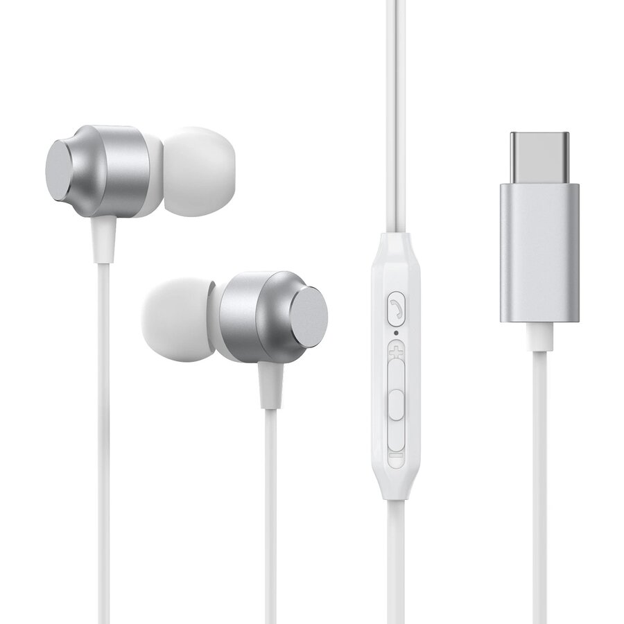 Casti audio cu microfon Joyroom JR-EC06, In-ear, Control pe fir, USB-C, Lungime cablu 1.2m, Argintiu - imagine 2