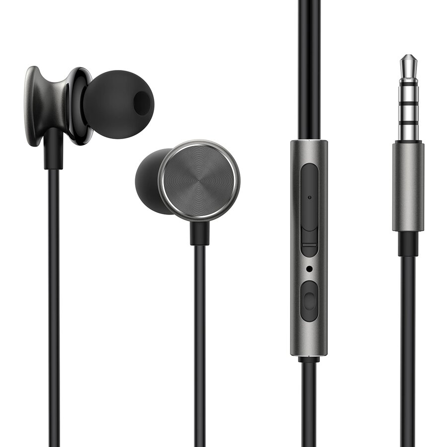 Casti audio cu microfon Joyroom JR-EW03, In-ear, Control pe fir, Jack 3.5mm, Lungime cablu 1.2m, Gri inchis - imagine 2