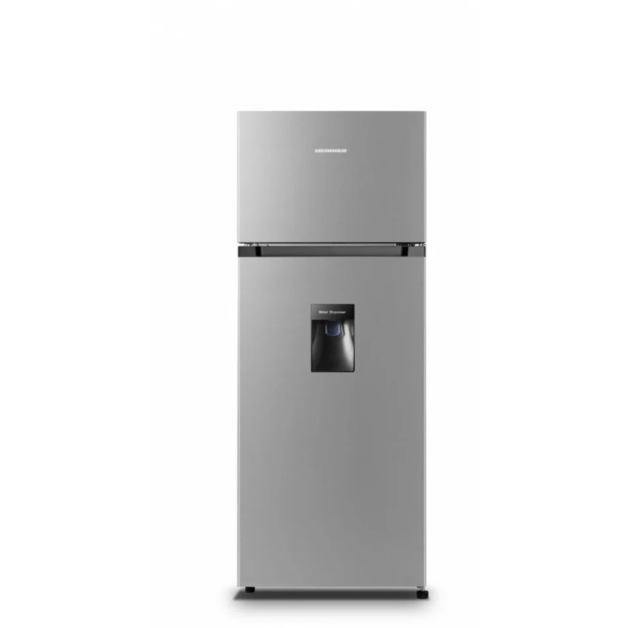 Frigider cu 2 Usi HF-HS205SWDE++ 206L Dozator Apa Control Mecanic cu Termostat Reglabil Lumina LED H 143.4CM Clasa E Argintiu