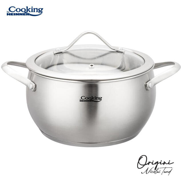 Oala Inox Colectia Origini Nicolai Tand 20x11CM Capacitate 3.3L Capac Sticla Argintiu