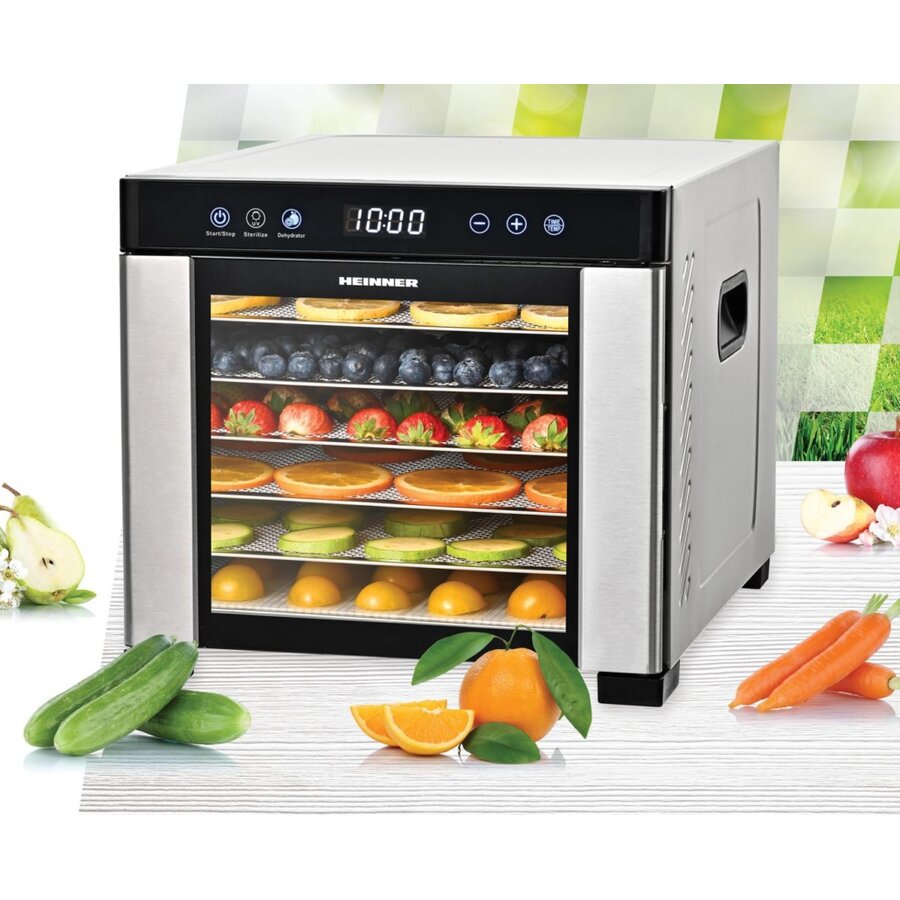 Deshidrator Alimente ProDry Essential HFD-KD600SS Display LED 6 Tavi Inox Functie UV Timer 550-650W Inox/Negru