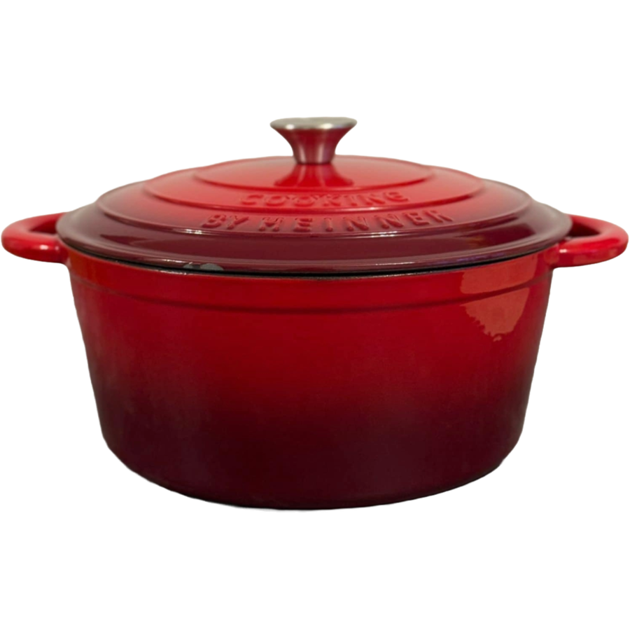Oala cu Capac Red Line 28x13CM Capacitate 6L din Fonta Emailata Rosu