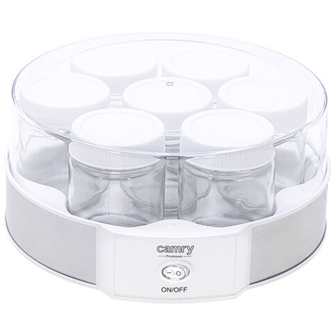 Aparat pentru Preparat Iaurt CR 4519 7 Compartimente 7 Borcane din Sticla cu Capace cu Filet 20W Alb/Argintiu