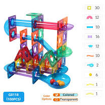 Set De Constructie Magnetic Marble Run 100 Piese Multicolor