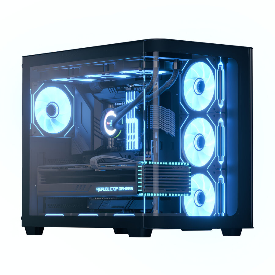 Carcasa PC P500C V1 Mid Tower fara Sursa 4 Ventilatoare ARGB 120MM Incluse Negru