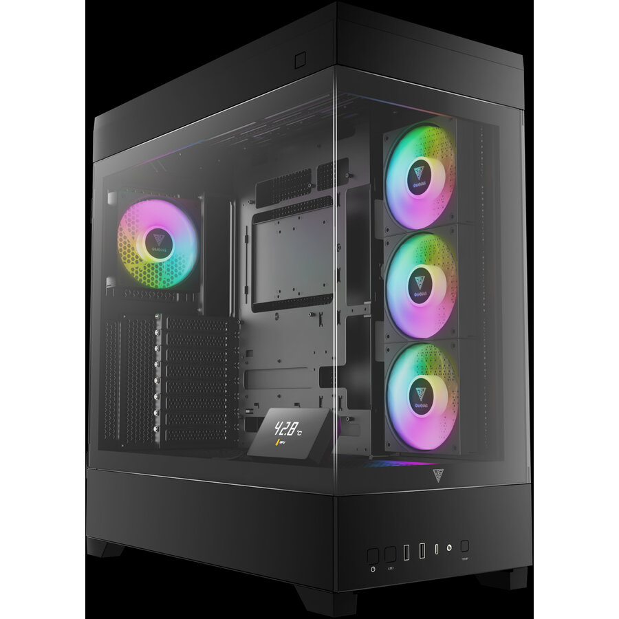 Carcasa PC Atlas P1 Mid Tower 8 Sloturi Expansiune fara Sursa Negru