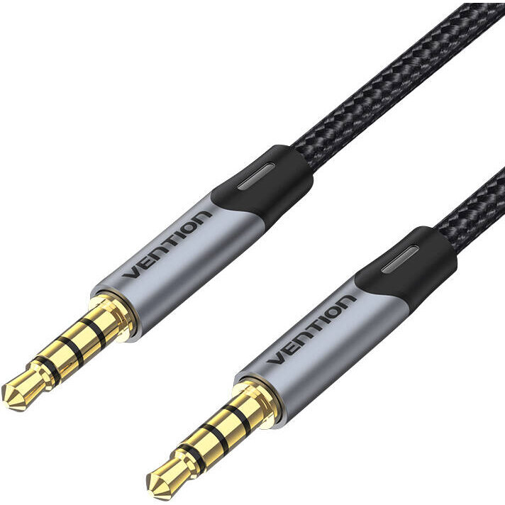 Cablu de date BAQHG TRRS AUX, 2x Jack 3.5mm, 1.5m, Gri