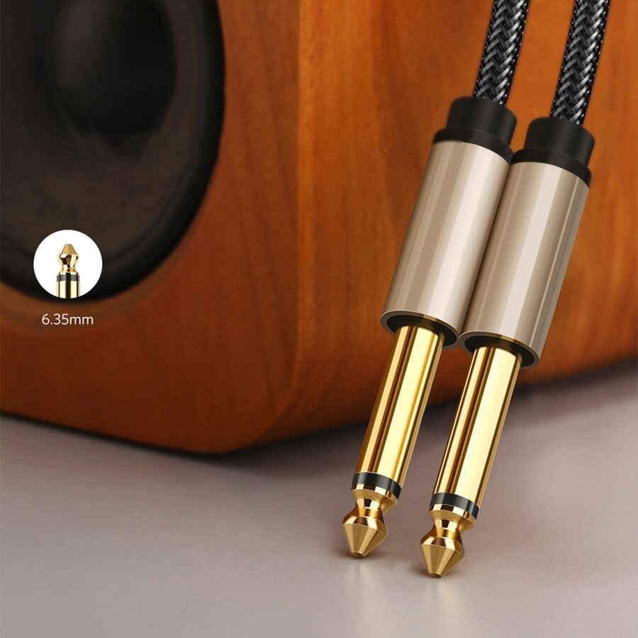Cablu de date Ugreen AV128, 2x Jack 6.35mm tata, 5m, Gri — imaginea 5
