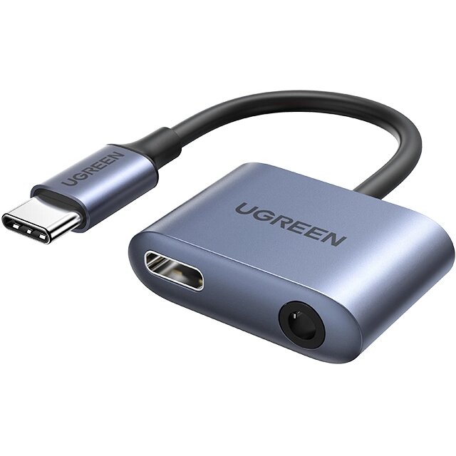 Cablu de date CM231, tata USB-C la mama USB-C si mama jack 3.5 mm, 30W, Gri