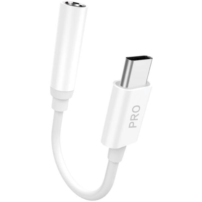 Cablu de date L16C Pro, USB-C tata la Jack 3.5 mama, Alb