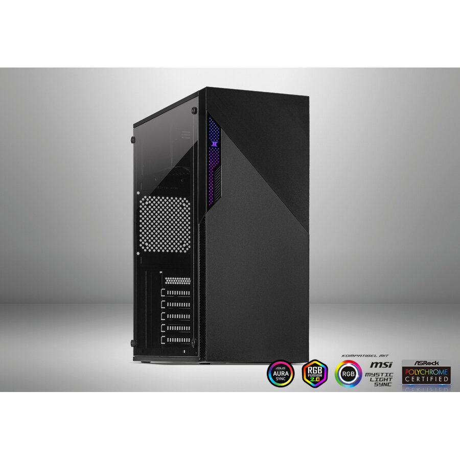 Carcasa PC A-303 Slant Middle Tower Iluminare RGB fara Sursa Negru