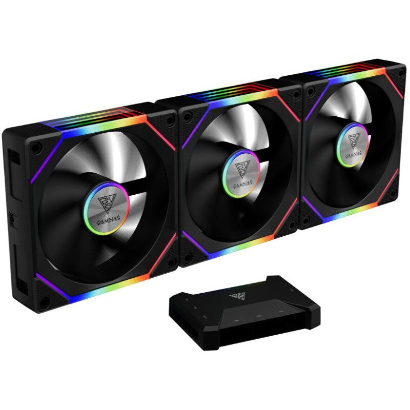 Set 3 Ventilatoare Aeolus P2 1203U 120MM Iluminare aRGB Negru