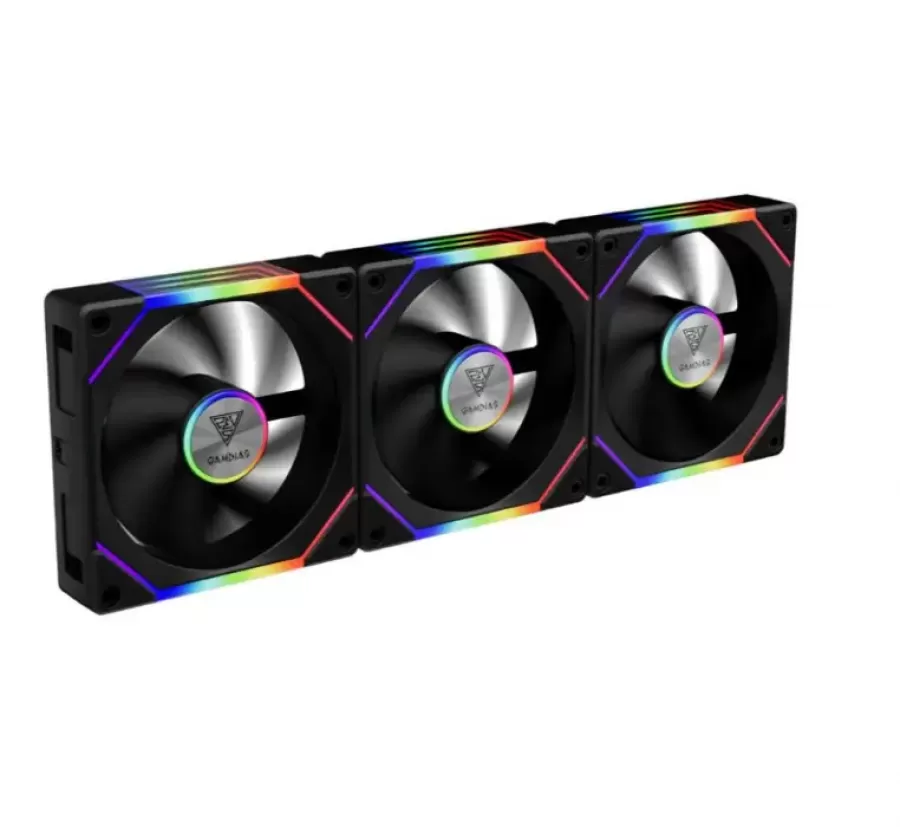 Set 3 Ventilatoare Gamdias Aeolus P2 1203 120MM Iluminare aRGB Negru