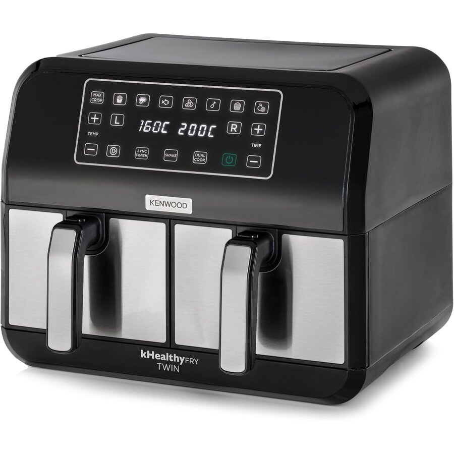 Friteuza cu Aer Cald kHealthy Fry Twin HFM20.000MB Dual Zone 2x 4L 8 Programe Presetate 1700W Negru/Argintiu