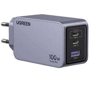 Incarcator Retea Nexode 100W  Fast Charger EU 1x USB-A 2x USB-C Gri