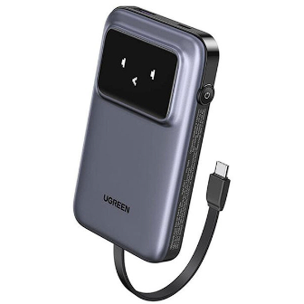 Acumulator Extern 10000mAh    USB-A USB-C  Cablu USB-C 30W   Gri