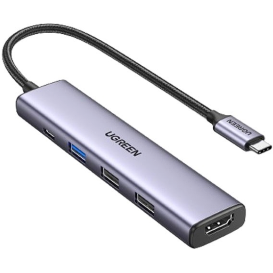 Adaptor USB-C  1x USB 3.0 2x USB 2.0 1x HDMI 4K  USB-C 100W Gri