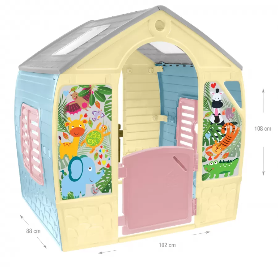 Căsuță De Joacă Mochtoys Happy House Ferestre Roz Pastel +12luni Multicolor
