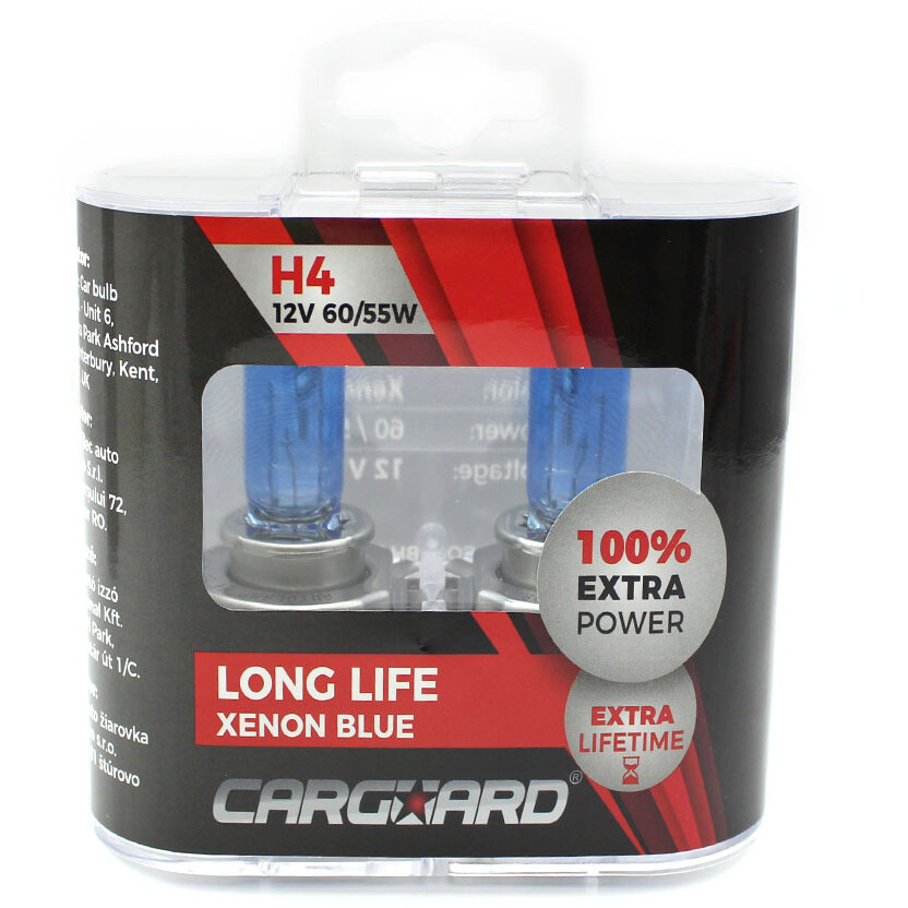 Set 2 Becuri Halogen Carguard H4 LONG LIFE (BHA023) 55W +100% Intensitate