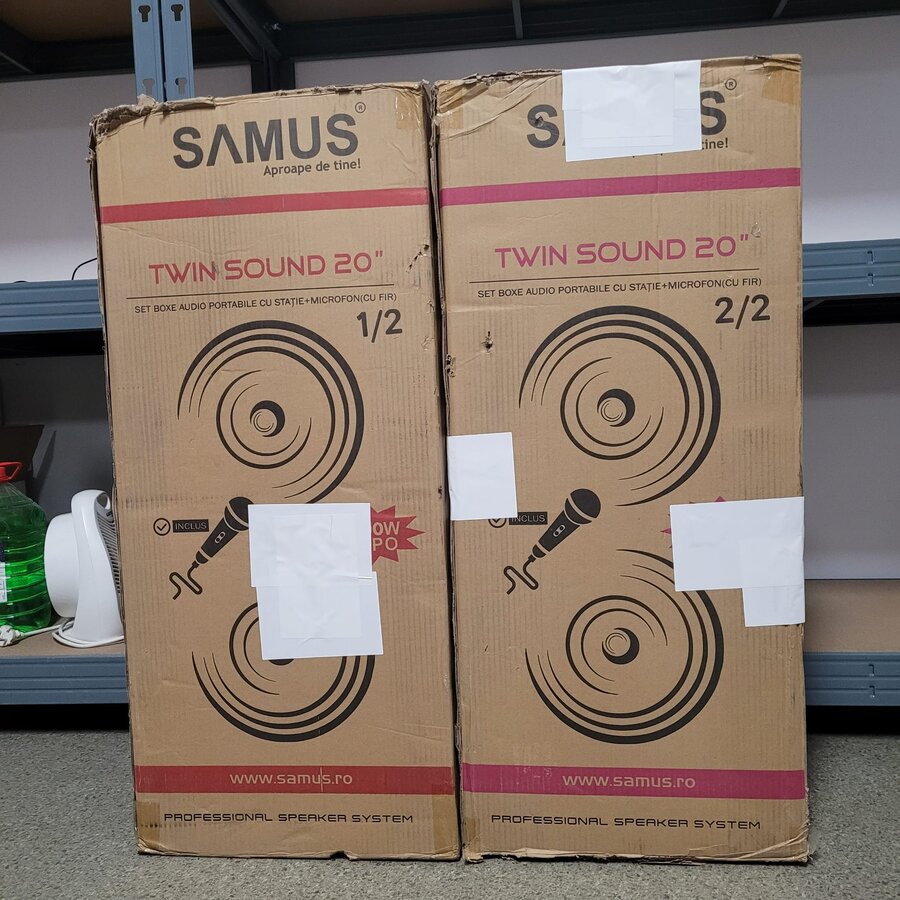 Sistem Resigilat Twin Sound 20inch PMPO 3000W RMS 2x 150W Negru