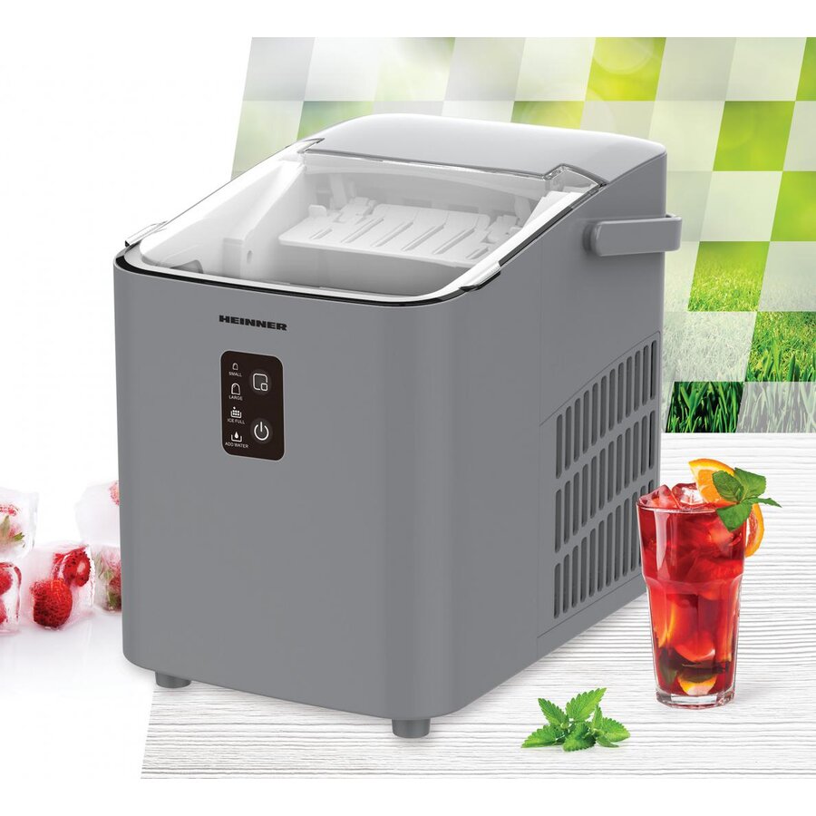 Masina de Cuburi de Gheata Glacio HIM-100SL Capacitate 12KG/24H Rezervor Apa 1L 120W Gri