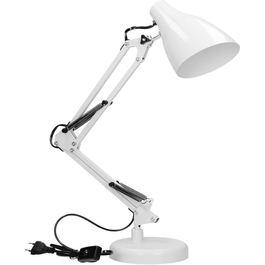 Lampă de Birou Virone DIAN DL-1/W E27 60W 3 Articulații Mobile Cablu 110CM cu Comutator Oțel Alb