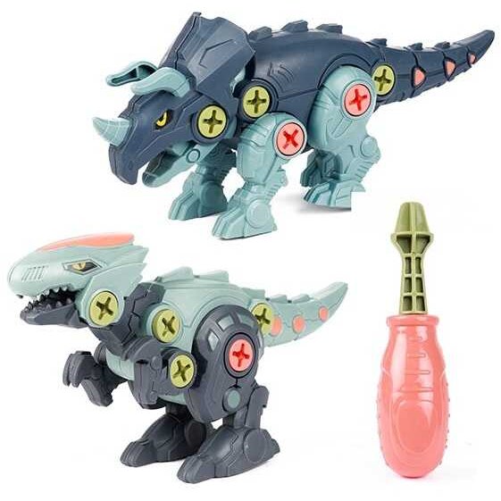 Set Demontabil TT43965Z 2 Dinozauri cu Surubelnita Inclusa Albastru