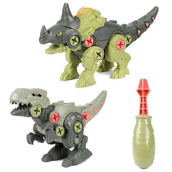 Set Demontabil TT43965Z 2 Dinozauri cu Surubelnita Inclusa Verde