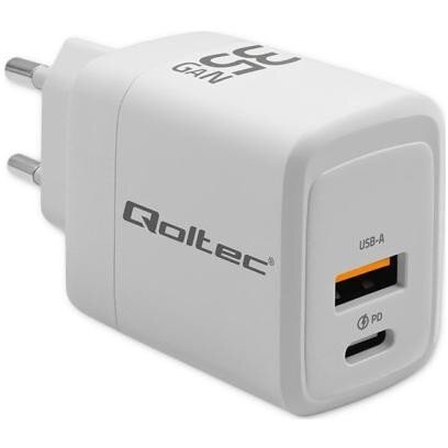Incarcator Retea 35W GaN 5-20V 1.5-3A 1x USB-C PD 1x USB QC 3.0 Alb