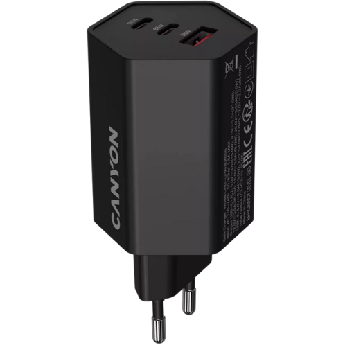 Incarcator Hexagon 65 1 x USB-A 2 x USB-C 20V 3.25A 65W Negru