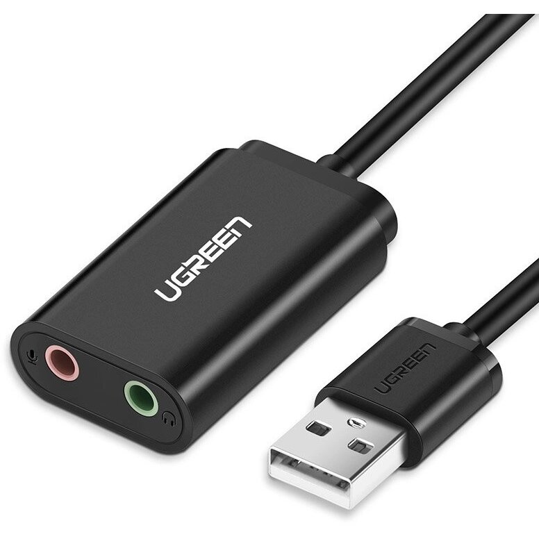 Cablu de date 30724, USB 2.0 tata la 2x Jack 3.5 mama, 18cm, Negru