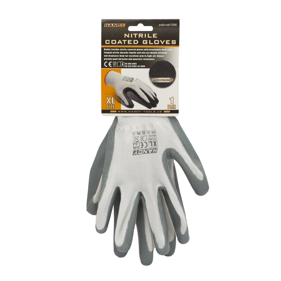 Manusi de Protectie 11126XL cu Nitril Marime XL Alb/Gri