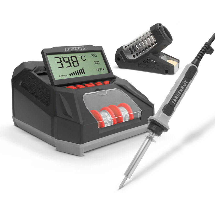 Statie Digitala de Lipit 28006 cu Display LCD Varf de Lipit Tabla si Burete 230 V Negru