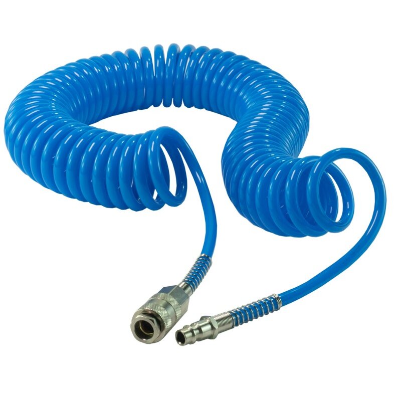 Furtun Pneumatic Spiralat PSA012 din Poliuretan 5x8MM Lungime 20M Albastru