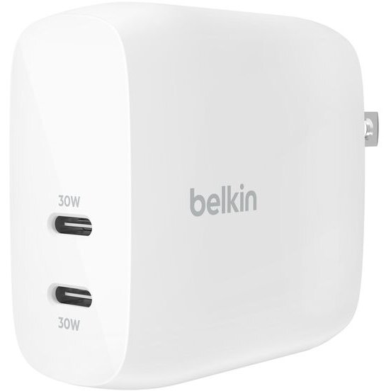 Incarcator Belkin 60W USB-C DUAL PD 2X 30W Alb
